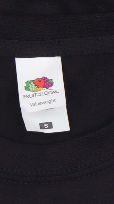 Mens UK Size S Fruit of the Loom Black  T-Shirt