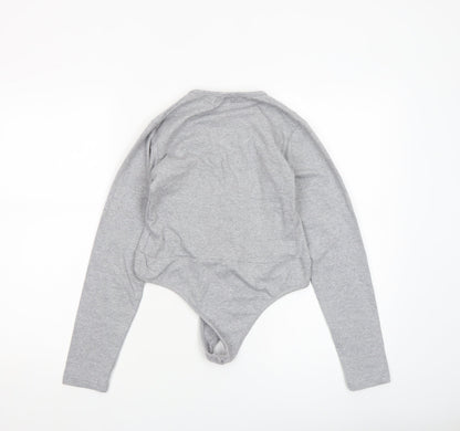 Womens UK Size 10 Boohoo One-Piece Grey Bodysuit