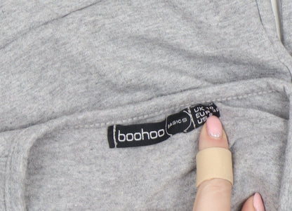 Womens UK Size 10 Boohoo One-Piece Grey Bodysuit