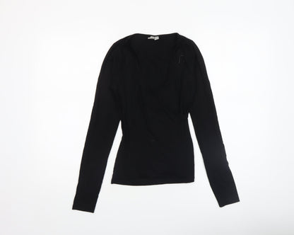 Womens UK Size 4 ASOS Black Wrap Blouse