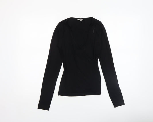 Womens UK Size 4 ASOS Black Wrap Blouse
