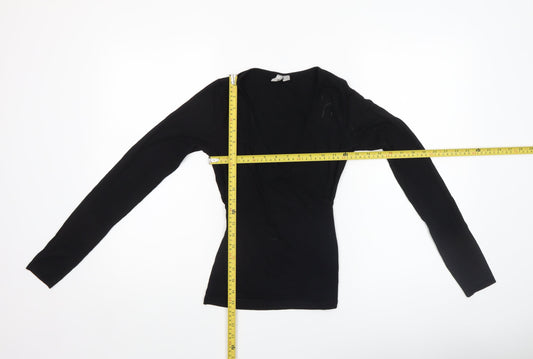 Womens UK Size 4 ASOS Black Wrap Blouse