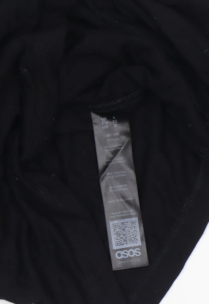 Womens UK Size 4 ASOS Black Wrap Blouse