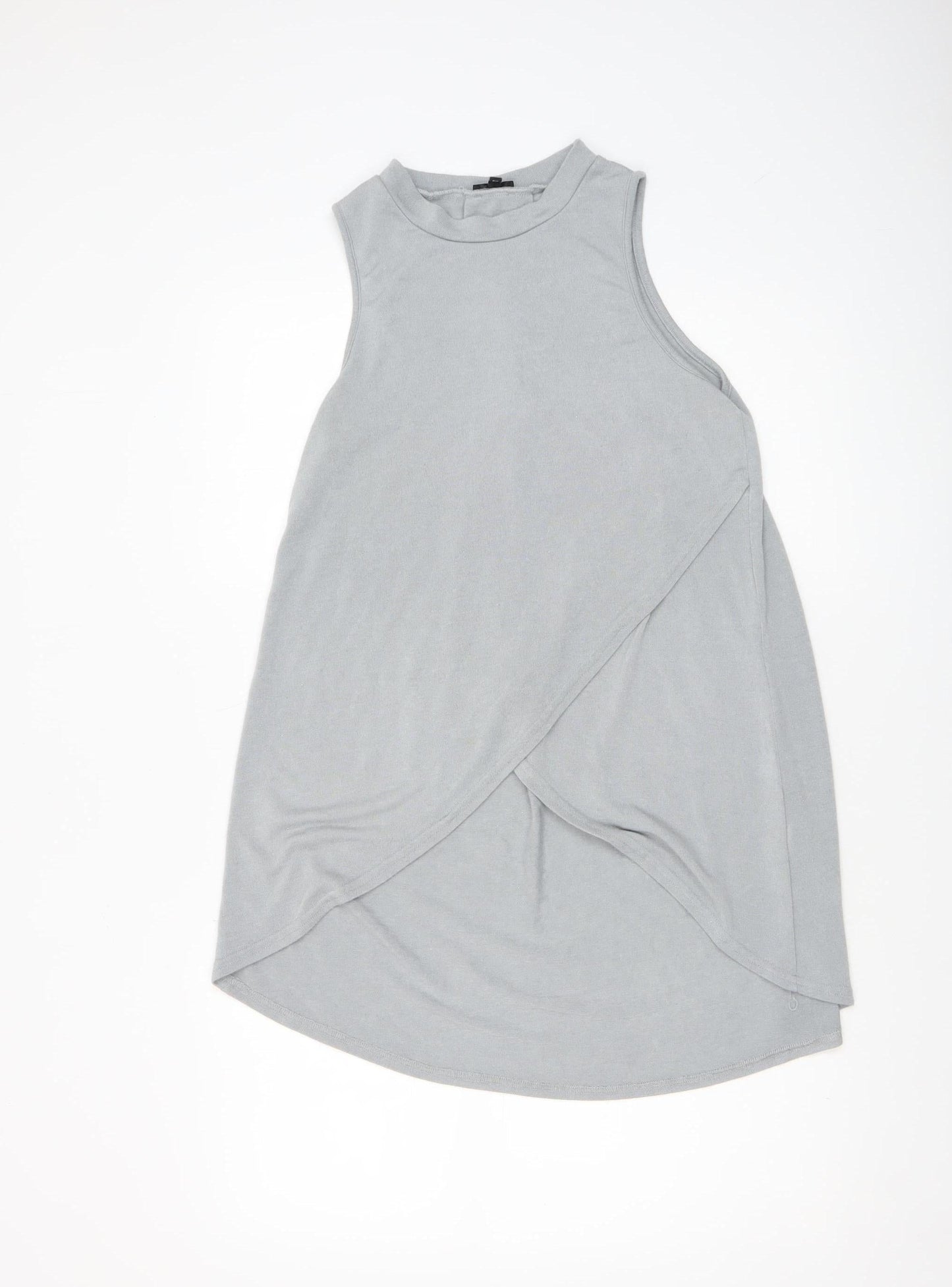 Womens UK Size 10 River Island Grey Wrap Tank
