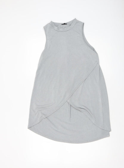 Womens UK Size 10 River Island Grey Wrap Tank