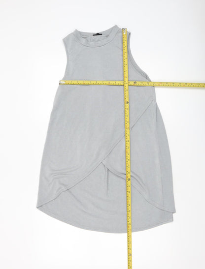 Womens UK Size 10 River Island Grey Wrap Tank