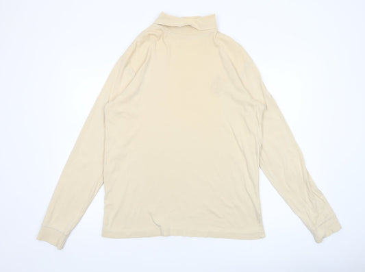 Cotton Traders Men's Beige XL Roll Neck Long Sleeve Cotton Top