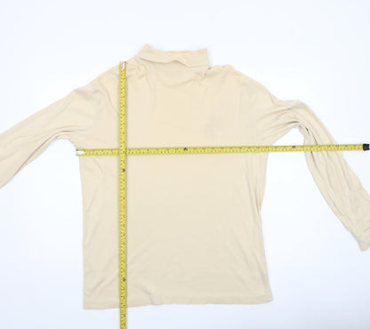Cotton Traders Men's Beige XL Roll Neck Long Sleeve Cotton Top