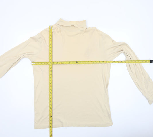 Cotton Traders Men's Beige XL Roll Neck Long Sleeve Cotton Top