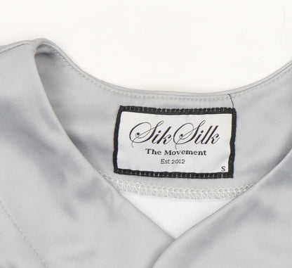 SikSilk Men's Grey Baseball Style Button-Up Shirt Size S