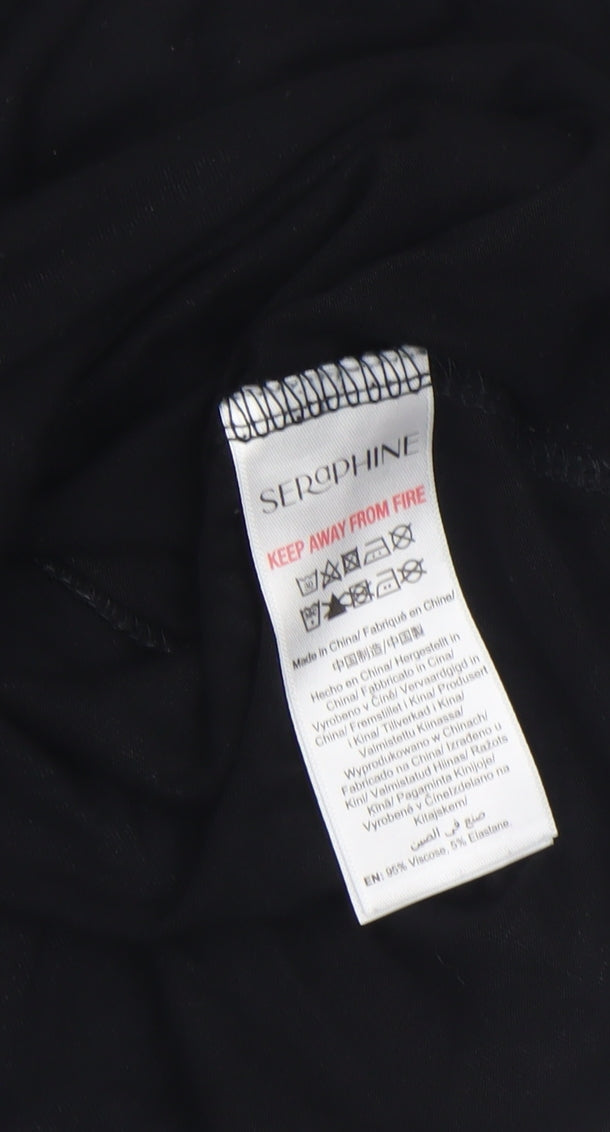 Womens UK Size S Seraphine Black Basic T-Shirt