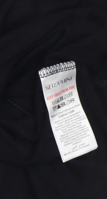 Womens UK Size S Seraphine Black Basic T-Shirt