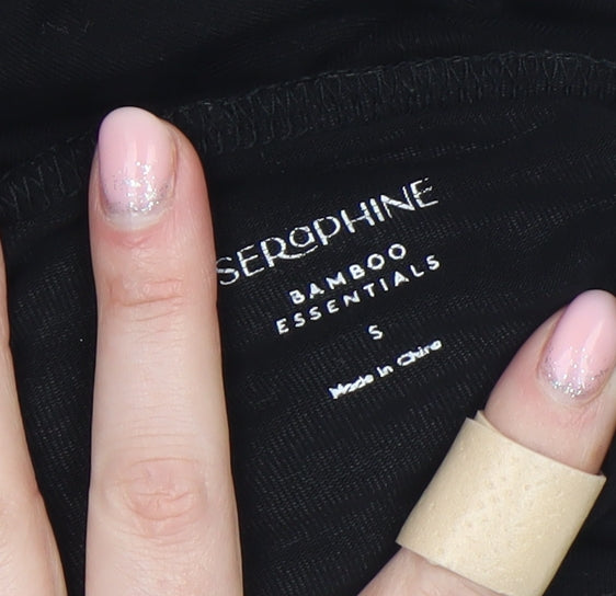 Womens UK Size S Seraphine Black Basic T-Shirt