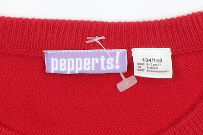 Girls UK Size 8-10 Years Pepperts Red Pullover Jumper