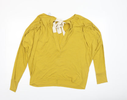 Reiss Women’s Yellow V-Neck Long Sleeve Tunic Blouse Size M