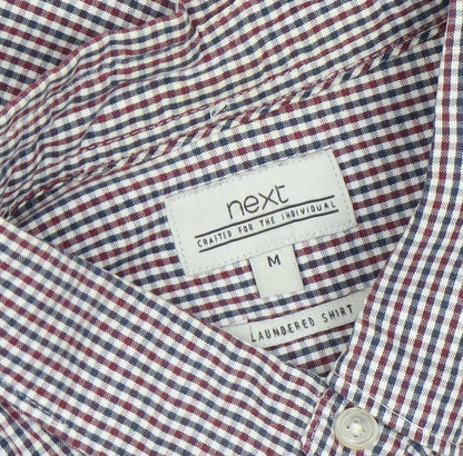 Next Men's Multicoloured Check Cotton Button-Up Shirt Size M