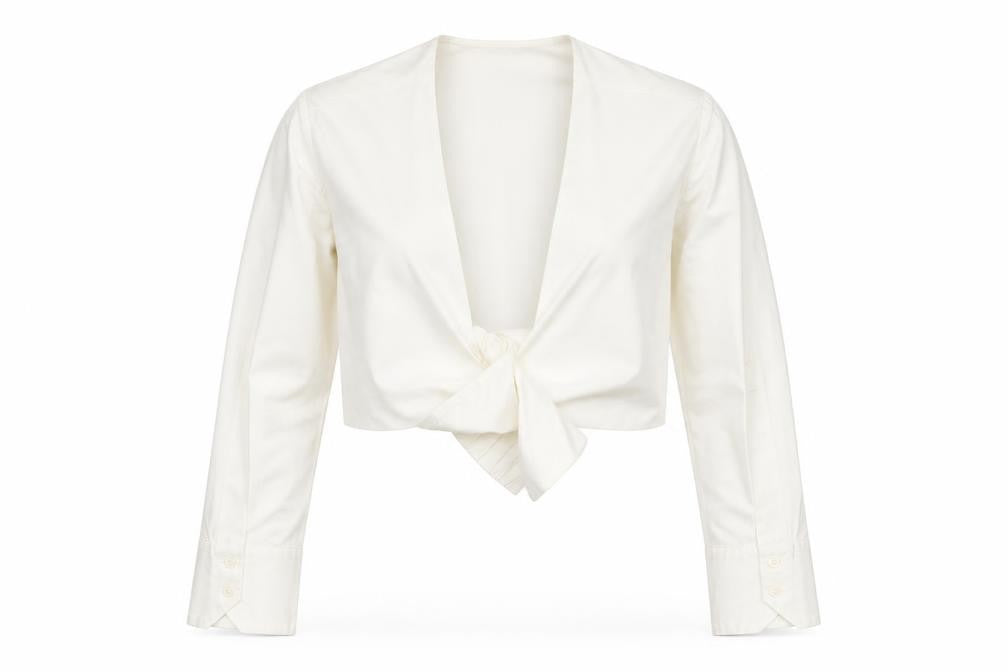 Womens UK Size 8 Zara Ivory Cropped Blouse