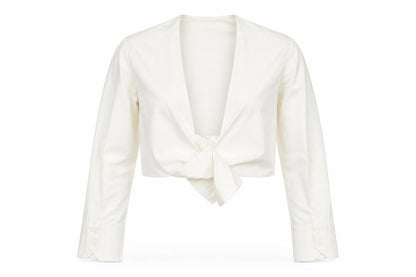 Womens UK Size 8 Zara Ivory Cropped Blouse