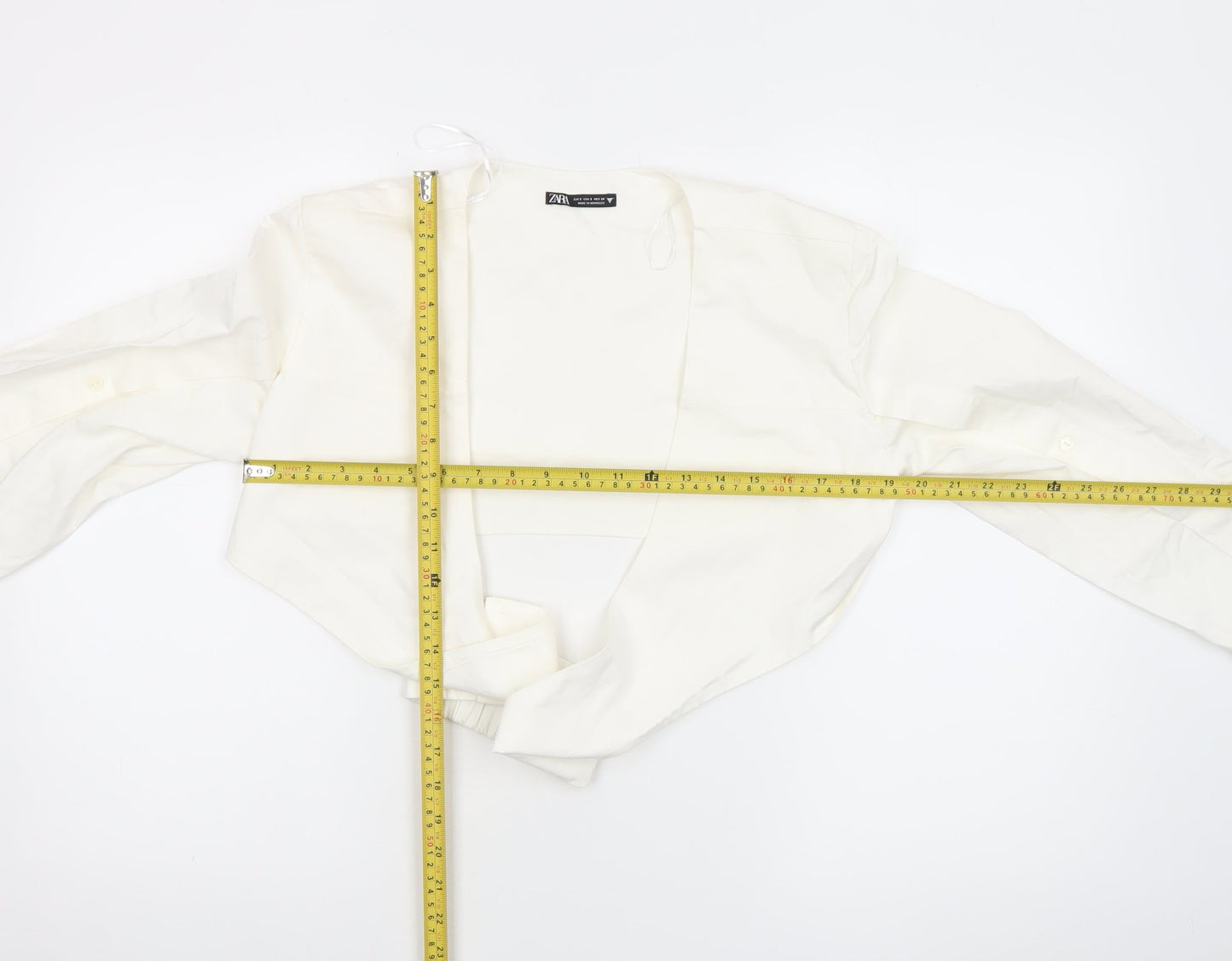 Womens UK Size 8 Zara Ivory Cropped Blouse