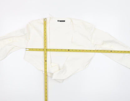 Womens UK Size 8 Zara Ivory Cropped Blouse
