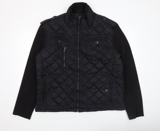 Mens UK Size 2XL George Black Quilted Coat