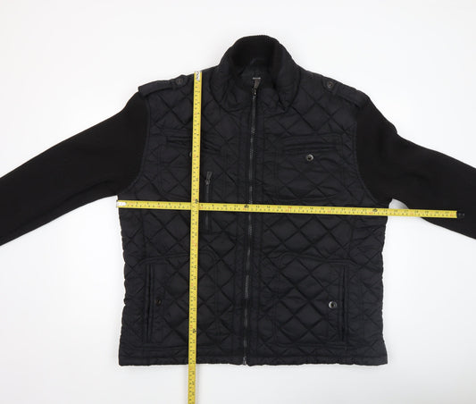 Mens UK Size 2XL George Black Quilted Coat