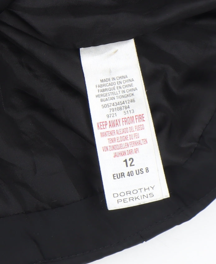 Womens UK Size 12 Dorothy Perkins Black Puffer Jacket
