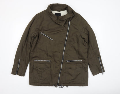 Womens UK Size 10 New Look Green Biker Coat