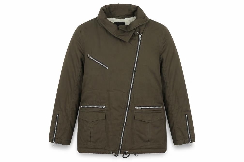 Womens UK Size 10 New Look Green Biker Coat