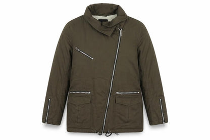Womens UK Size 10 New Look Green Biker Coat