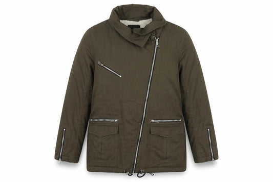 Womens UK Size 10 New Look Green Biker Coat