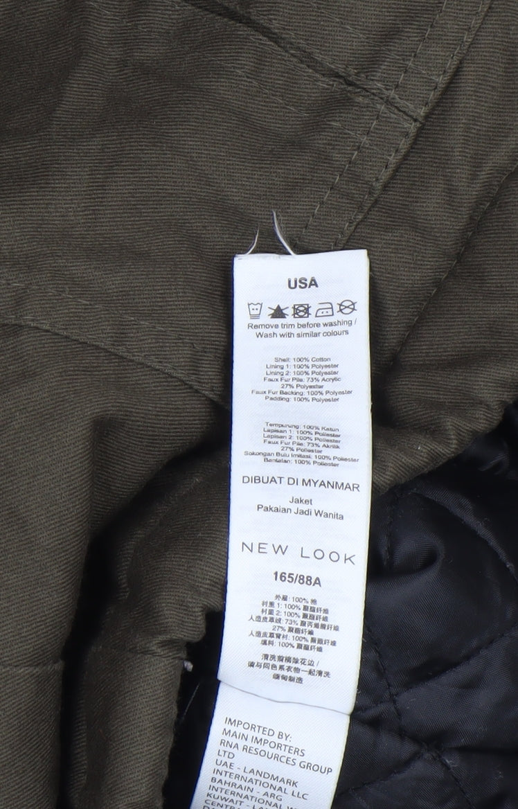 Womens UK Size 10 New Look Green Biker Coat