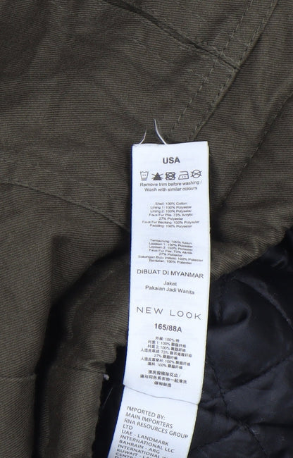 Womens UK Size 10 New Look Green Biker Coat