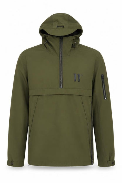 11 Degrees Men'S Green Hooded Anorak Jacket Size M Regular Fit