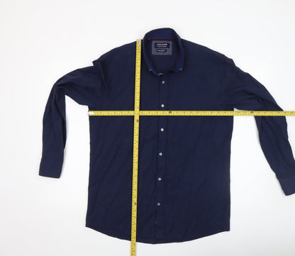 Advise Men's Blue Long Sleeve Tailored Slim Fit Button-Up Shirt Size L