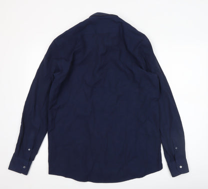 Advise Men's Blue Long Sleeve Tailored Slim Fit Button-Up Shirt Size L
