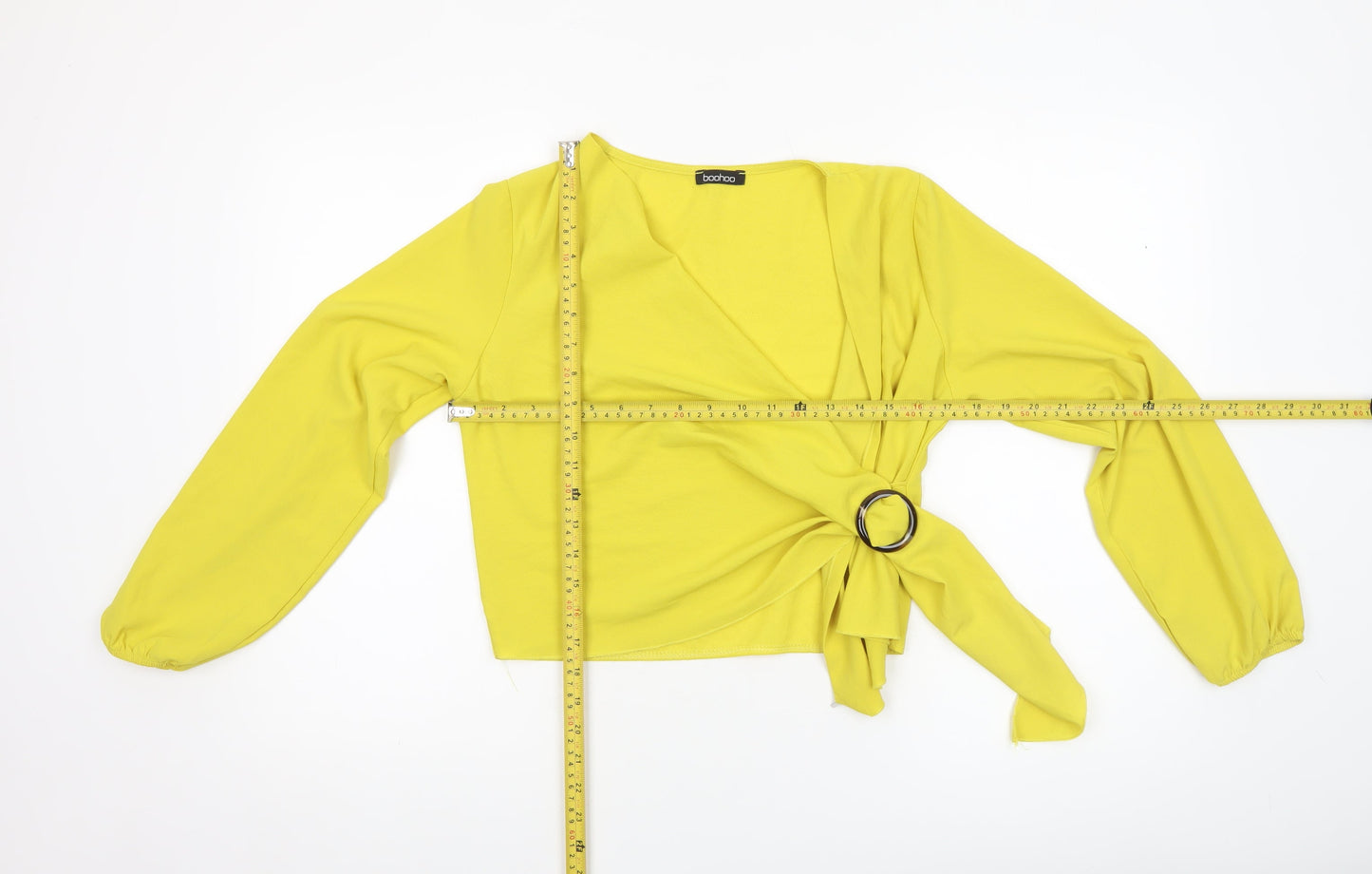 Womens UK Size 8 Boohoo Yellow Wrap Blouse