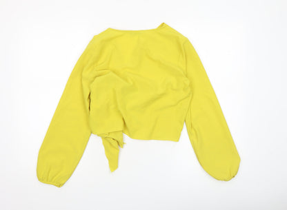 Womens UK Size 8 Boohoo Yellow Wrap Blouse