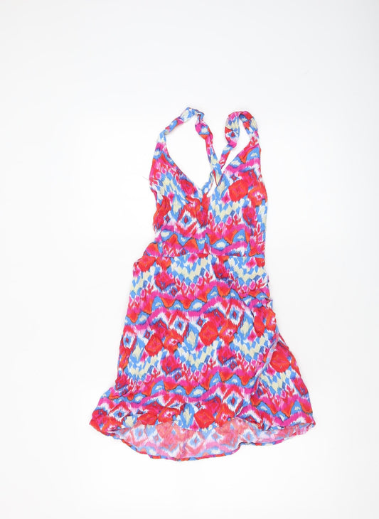 Zara Women Multicoloured Size 10 Bohemian Sleeveless Ruffle Slip Dress