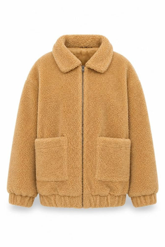 Womens UK Size 10 PRETTYLITTLETHING Beige Bomber Jacket