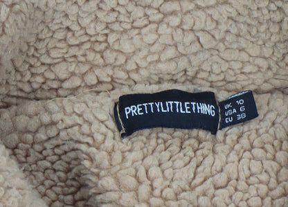 Womens UK Size 10 PRETTYLITTLETHING Beige Bomber Jacket