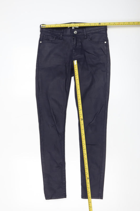 Mango Women Black Cotton Stretch Jegging Trousers Size 6