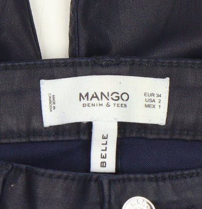 Mango Women Black Cotton Stretch Jegging Trousers Size 6
