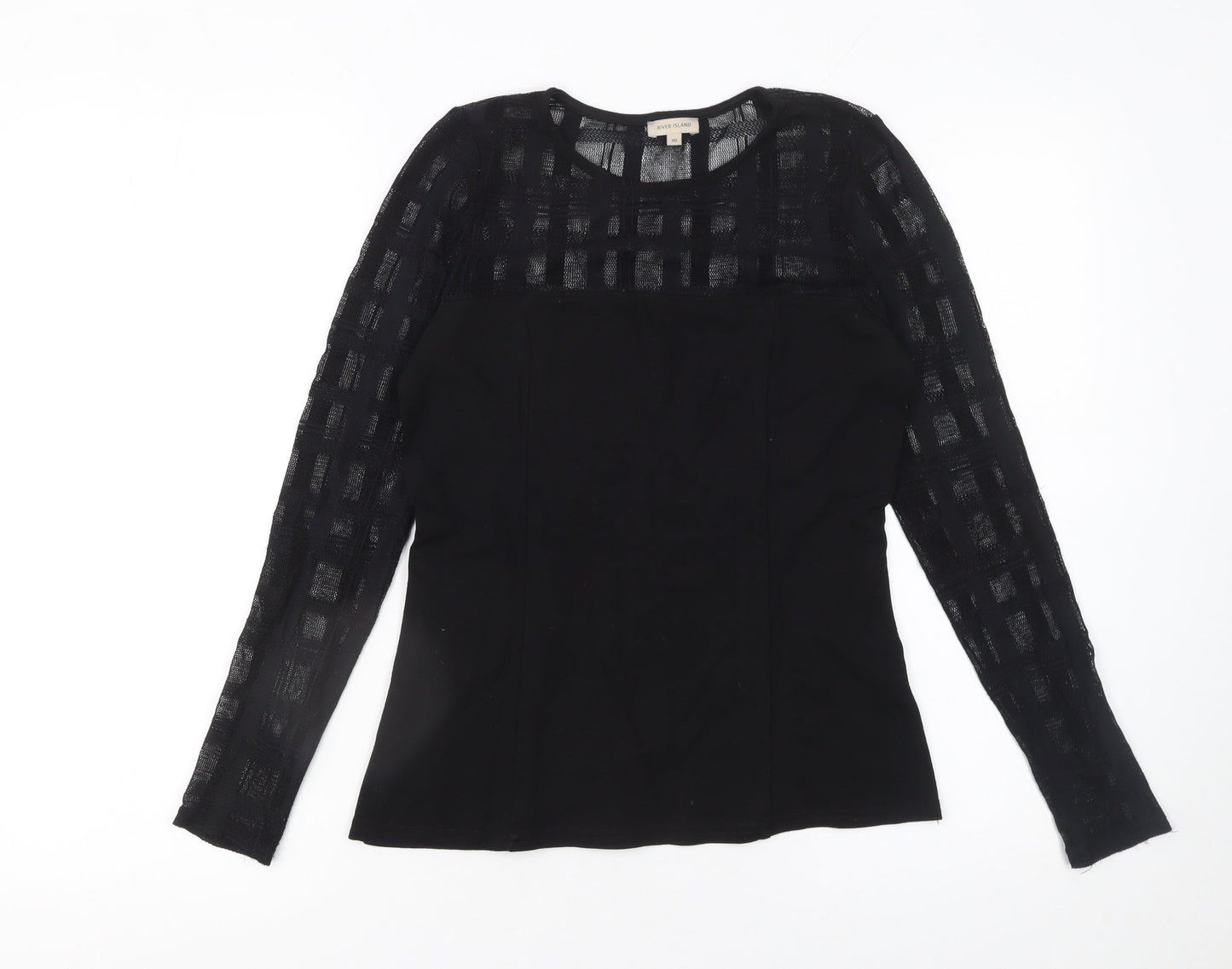 Womens UK Size 10 River Island Black Basic Blouse