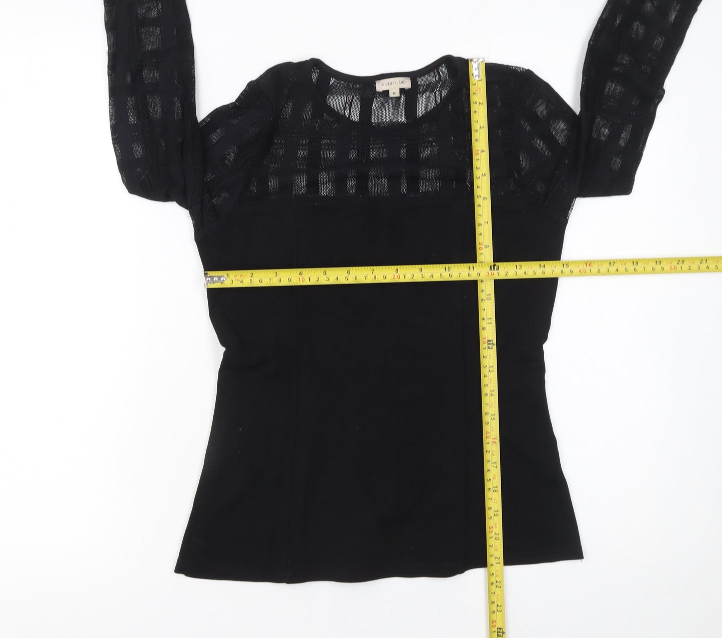 Womens UK Size 10 River Island Black Basic Blouse