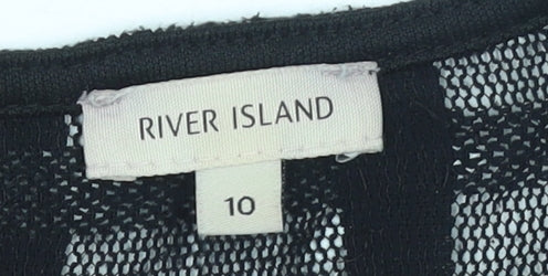 Womens UK Size 10 River Island Black Basic Blouse