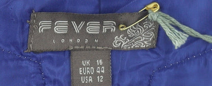 Fever London Women's Blue Lace Trim Blazer Jacket UK 16