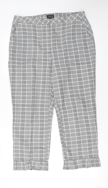 Womens UK Size 14 Topshop Regular Fit Cropped Grey Trousers