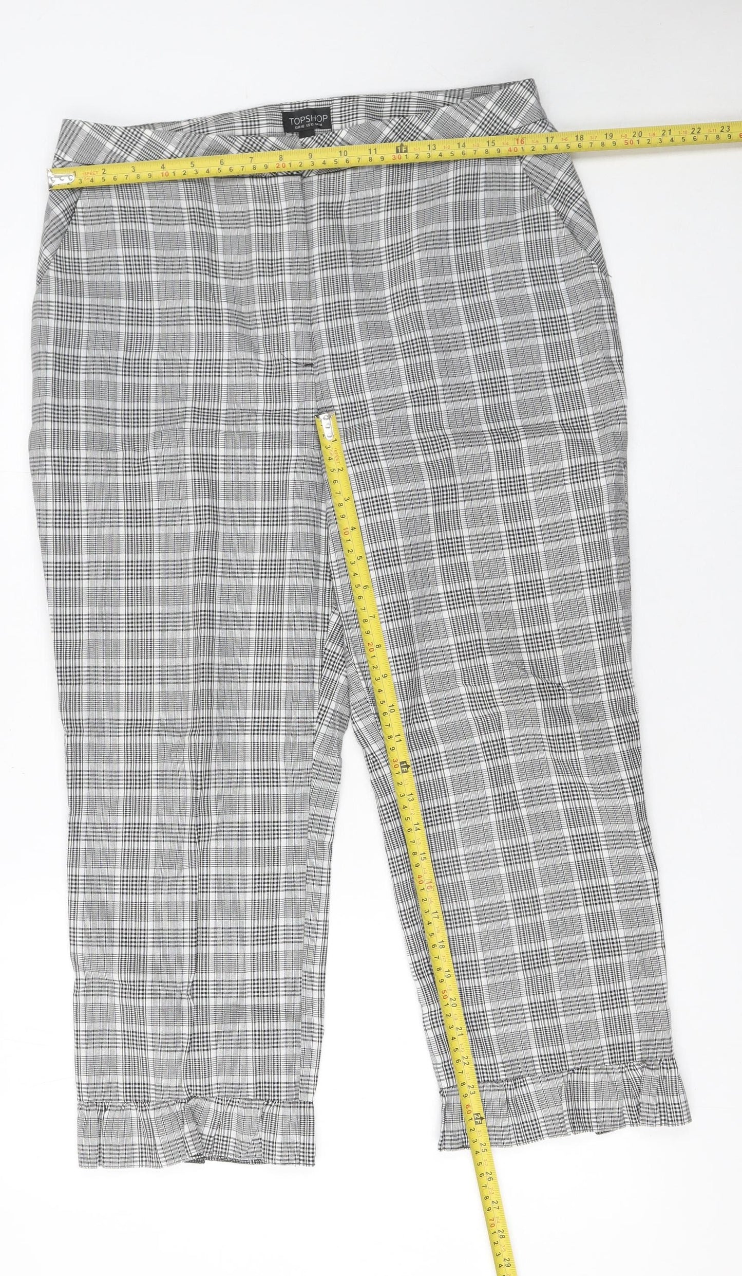 Womens UK Size 14 Topshop Regular Fit Cropped Grey Trousers