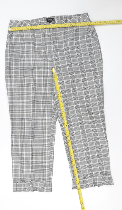 Womens UK Size 14 Topshop Regular Fit Cropped Grey Trousers